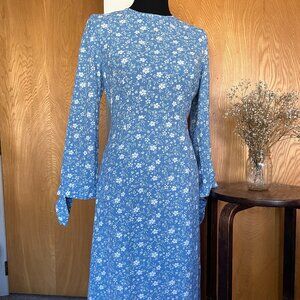 NWT Blue Floral Midi Dress Commense Size L